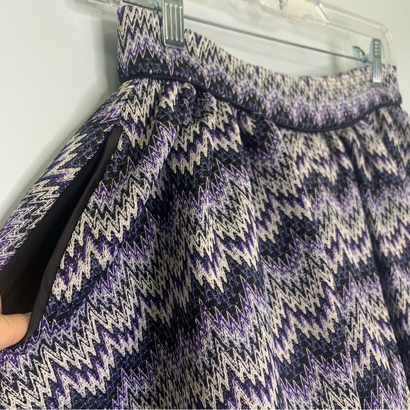 Maje Women’s Purple Crochet Knit Chevron Print A Line Full Skirt Size 2, M - Picture 7 of 14